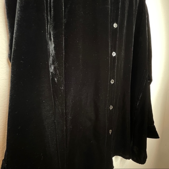 eileen fisher rayon silk velvet button down shirt - Picture 2 of 4